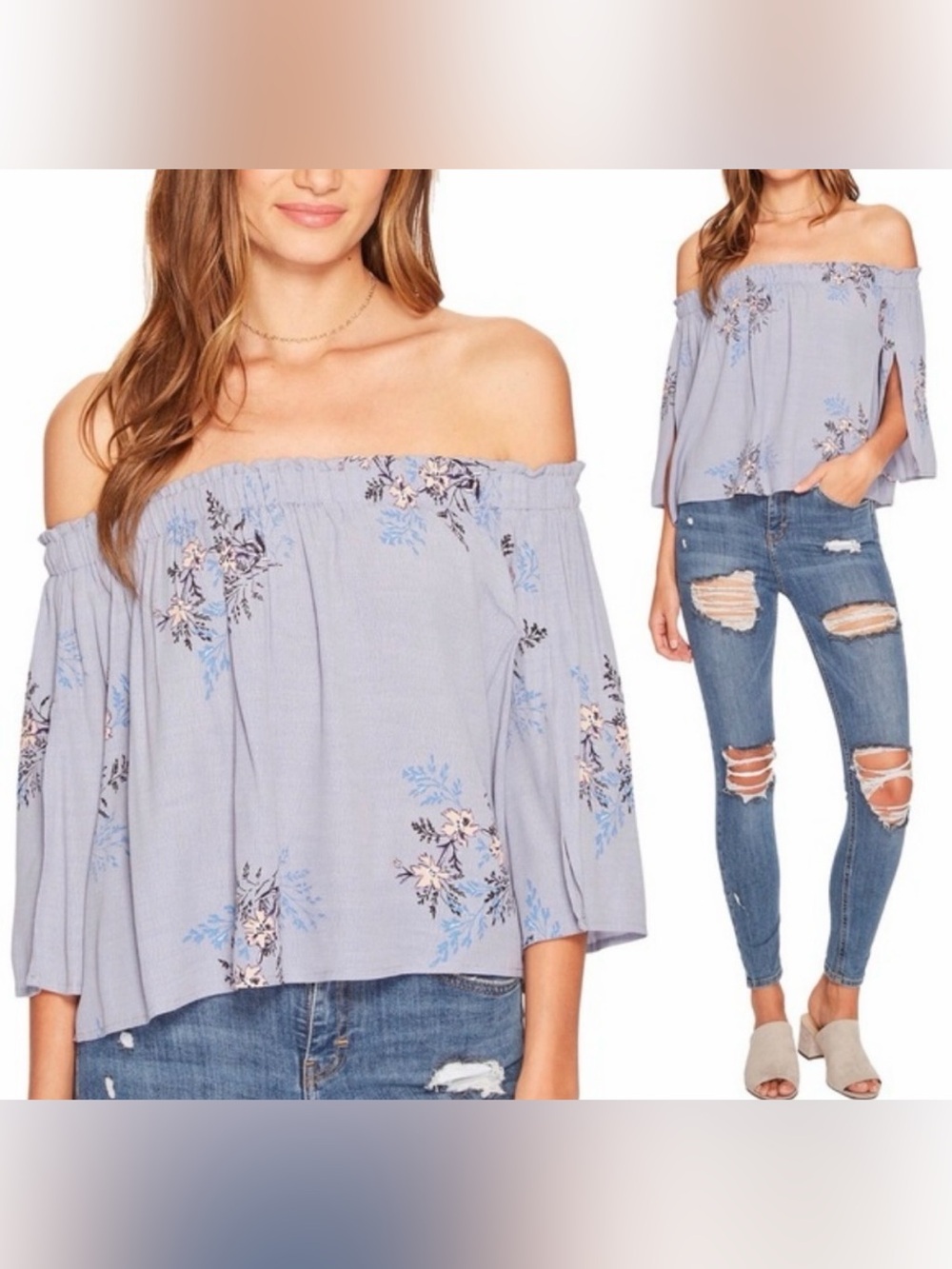 ASTR Annabelle Off-Shoulder Floral Women's Top Size Small - C54-068